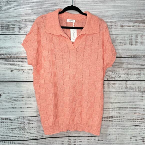 EvoStyle XL Knit Short Sleeve V Neck Short Sleeve Sweater Textured NEW - Picture 3 of 9